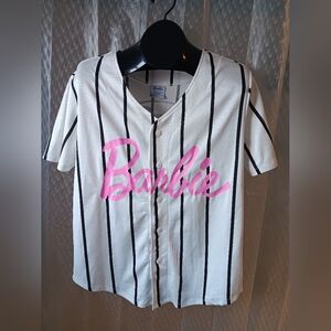 Barbie Women Striped Shirt - White and Pink Size S